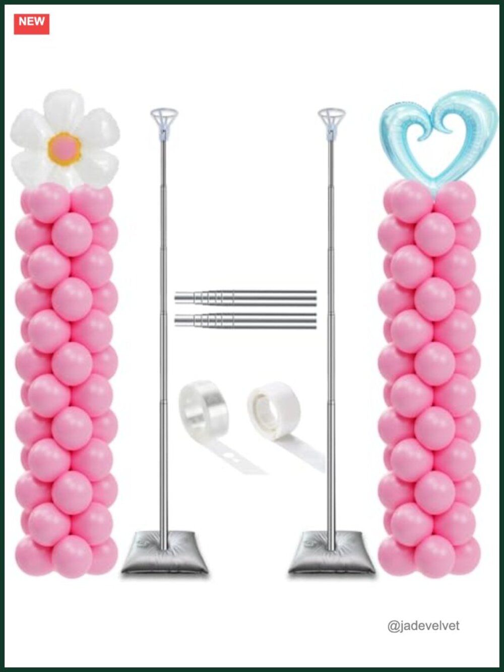 Balloon Column Stand Set of 2 Adjustable 7FT Heavy Duty Stainless Steel Party